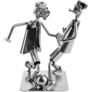 Brubaker Schraubenmännchen Fußball Zweikampf - Handarbeit Eisenfigur Metallmännchen Fußballspieler - Metallfigur Geschenkidee für Fußballer und Fußballerinnen