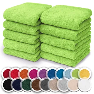 NatureMark 10er Pack Waschlappen | 100% Baumwolle | Frottier Seiflappen | Größe 30 x 30 cm | Frottee Seiftücher im 10er Pack Farbe: Apfel grün