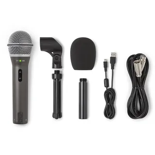 Samson Q2U Aufnahme- und Podcasting-Paket - Dynamisches USB / XLR-Mikrofon mit Zubehör, grau