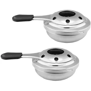 LNJ Alkoholbrenner - Fondue Brenner Aus Edelstahl Pastenbrenner Zubehör Spirituskocher Brennpaste Alkohol Mini Schokoladenkäse Topfbrenner Alkoholkocher Für Camping (2 Stück)