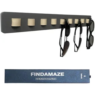 FINDAMAZE Brillenaufbewahrung mehrere Brillen, Sonnenbrillen Organizer Wandmontage, Brillenständer/Brillenhalter Holz zum Aufhängen der Brille, Brillen-Display, Grau