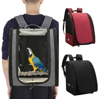 wangza Vogel Transporttasche Papagei Rucksack wasserdichte Leinwand Bird Carrier Backpack Tragbar Vogelträger mit Schiebefach Sitzstange Vogelkäfig Rucksack