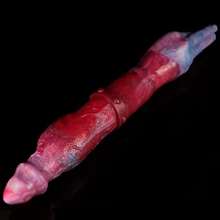 Jixaxe Super Lange Doppel Dildo Finger Form Große Knoten XXL Dildo Doppeldildo, 41cm Deluxe Doppeldilos Mit Dildo und Hand, Realistischer Double Dildo Sexspielzeug für Frauen Lesben
