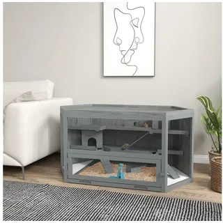 PawHut Kleintierkäfig 3 Etagen 115 x 60 x 55 cm grau