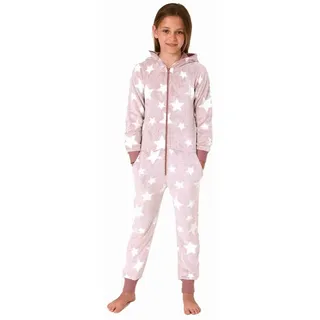 normann Schlafanzug Jumpsuit Overall in Sterneoptik aus kuschelig warmen Coralfleece, - 76802 rosa | Gr.: 140