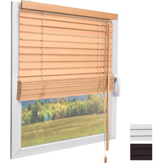 Sol Royal Holzjalousie SolDecor JH3 Jalousie aus Holz in Eichenoptik - 90x160 cm Tür- und Fensterjalousie Holz umweltschonend produziert - Jalousien Blickschutz Fenster 3,5 cm breite Lamellen