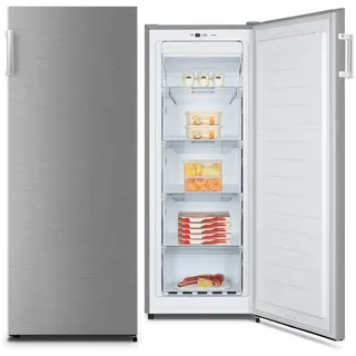 PKM Gefrierschrank BGSNF200IX Edelstahloptik, 143 cm hoch, 56 cm breit, NoFrost, Schnellgefrierfunktion, Türalarm silberfarben