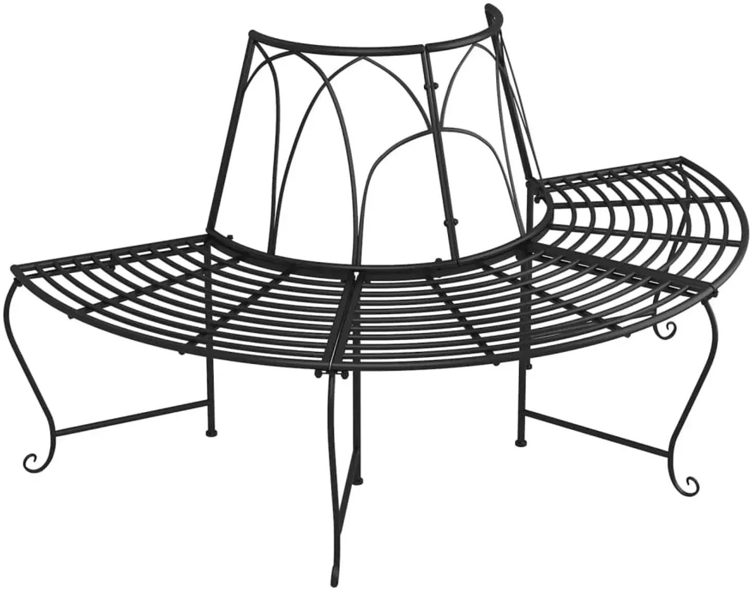 furnicato Baumbank Halbrund Ø159 cm Schwarz Stahl