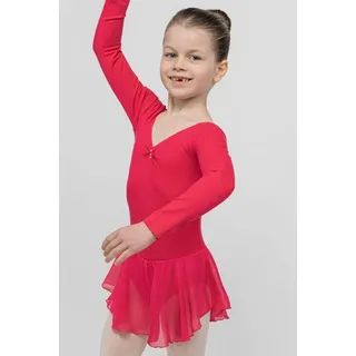 tanzmuster Chiffonkleid Ballettkleid Anna mit Glitzersteinen Mädchen Ballettbody mit Chiffon Röckchen rosa 92/98