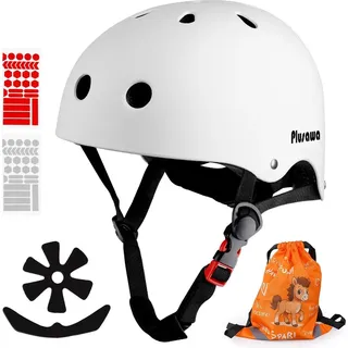 alsterwell Kinder Fahrradhelm EN1078 CE Certified, Verstellbarer Kinnriemen, 3D DIY & Reflektierende Aufkleber, Sporthelm für Roller & Inlineskates, Unisex f...