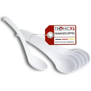 TronicXL 60 Stück SAN Feinkostlöffel spülmaschinenfest Löffel Feinkost Kunststofflöffel Salatlöffel weiß Küche Buffet Gastro
