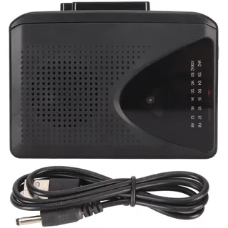 Tragbarer Kassettenspieler, Kassettenspieler, der MP3-Audiomusik über USB Aufnimmt, Unterstützt UKW-AM-Radio, Stereo, Persönlicher Kassettenspieler mit 3,5-mm-Kopfhöreranschluss (Schwarz)