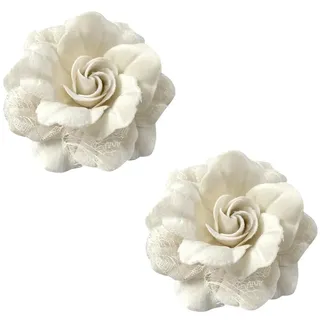 2 Stück Samt Kamelie Blume Brosche Pins Große Blume Revers Pins Mexikanische Haarblumen Haarnadel Stoff Floral Haarspangen Kopfschmuck Ansteckblume Hochzeit Broschen Weiß