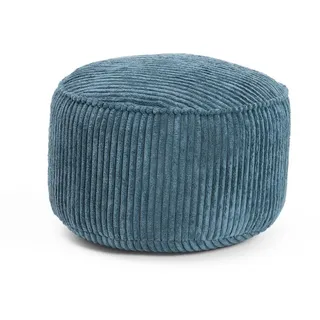 Lumaland Pouf Sitzhocker Cord Ablage kompakt 25x45 cm, pflegeleicht, Indoor Relaxen blau 25 cm x 25 cm