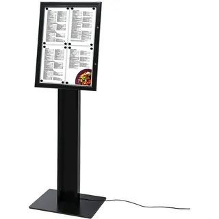 Showdown Displays SHOWDOWN Speisekartenkasten Freistehend LED - Aluminium Stahl Schwarz