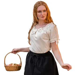 Leonardo Carbone® Damen Bluse Otilia | Kordelzug Dekolleté | Schulterfrei | Karneval, Halloween, Cosplay, LARP, Mittelalter, Tunika, Oberteil, Kostüm | 100% Baumwolle Natur 2XL - XXL