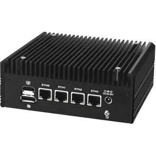 AIOPCWA Mini PC AMD Ryzen 5 5500U Firewall Appliance, Fanless Mini Computer 4 Port 2.5GbE i226-V LAN, OPNsense Micro PC Barebone NO RAM/SSD/OS, USB-C, 3-Display, 2-NVMe, 2-SATA, TF