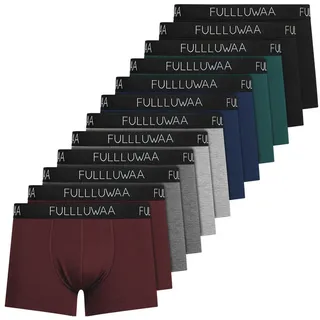 Fullluwaa Boxershorts Herren Boxershorts 12er Pack – Bequeme Unterhosen (12-St) aus elastischer Baumwolle mit perfekter Passform und Komfortbund bunt M