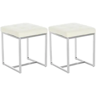 CLP 2er Set Edelstahl-Sitzhocker Barci Kunstleder I Moderne Hocker Mit Hochwertiger Polsterung Und Bodenschonern In Vielen Farben