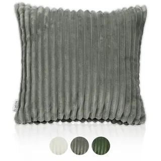 lycce Kissenbezug Deluxe, Kissenhülle für Dekokissen aus super breitem Cordstoff grau (50 x 50 cm), dekorative Zierkissen & -hüllen, Cord Kissen vielseitig einsetzbar für Dein Zuhause