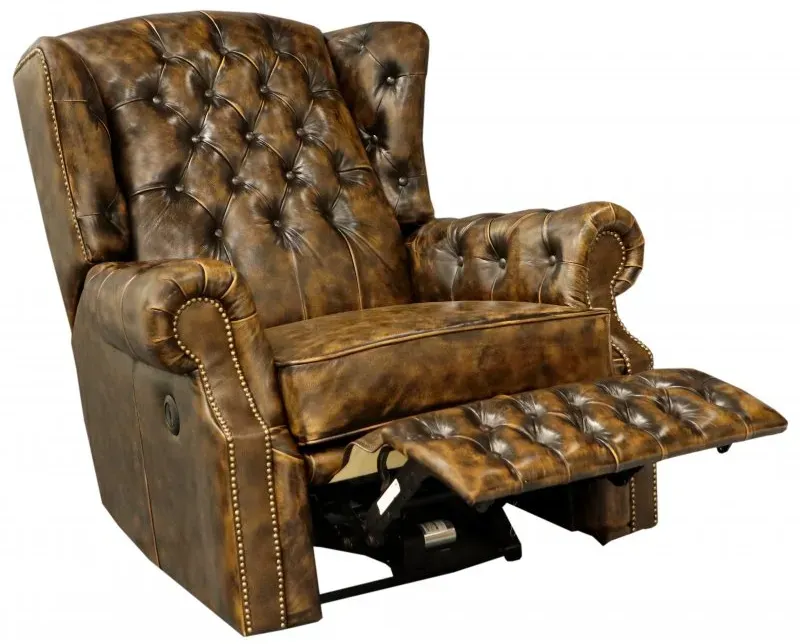 Elektrischer Relaxsessel Chesterfield Stunning aus echtem Rindsleder Whisky