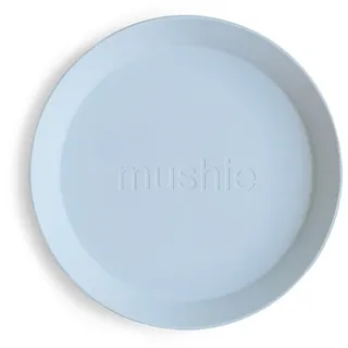 mushie Runde Geschirrteller für Kinder | 2er-Set | wiederverwendbar BPA-frei | spülmaschinenfest & mikrowellengeeignet | leicht zu halten | hergestellt in Dänemark | Powder Blue