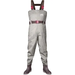 Night Cat Wathose wasserdichte für Damen Herren Atmungsaktive Wathose mit Stiefeln Grau 46