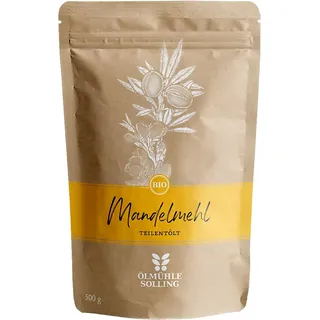 ÖLMÜHLE SOLLING - BIO Mandelmehl ,Vermahlenes Mehl aus teilentölten Bio-Mandeln. Mandelmehl aus kontrolliert biologischem Anbau. Ideal zum Backen und als Zusatz für Müslis , Inhalt: 500 g