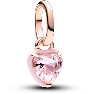 Pandora ME Rosafarbenes Chakra-Herz Mini-Charm-Anhänger aus Sterling Silber mit 14 Karat vergoldeter Metalllegierung, Kristall, Kompatibel ME und Moments Armbändern, 783042C01 Mini-Anhänger Chakra Herz Roségoldfarben