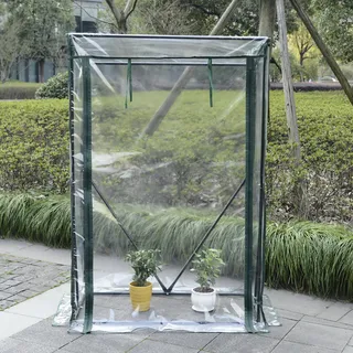 Woltu Foliengewächshaus Treibhaus Gartenhaus pvc Transparent 100x50x150/136cm - Woltu