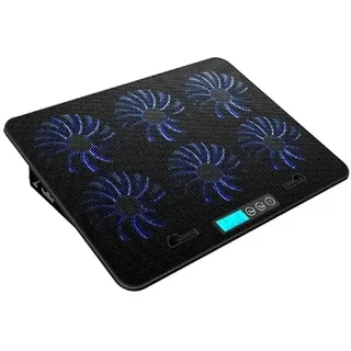 Laptop Cooling Pad, Cooler with 6 Core High Speed Mute Fan, Applicable to 18 inches Notebook Gaming Laptop Computer, Five Level Angle Adjustment Quick Cooling Low Noise (Smart LCD Displays Mute)