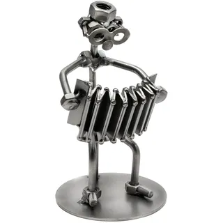 STEEMO Schraubenmännchen Harmonika Akkordeon Geschenk Metall-Deko 9x9x15 cm