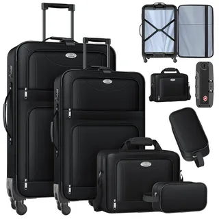 Kesser KESSER® Reisekoffer Set 4-teilig Trolley Kofferset Stoffkoffer mit 3-Ziffern-TSA-Schloss, 360° Rollen & Teleskopgriff Kosmetiktasche Handgepäck leichter Koffer & große Koffer für Business & Reisen