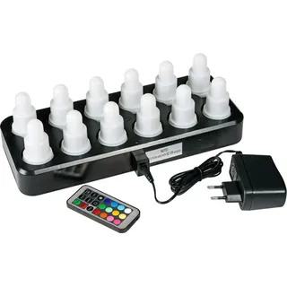 Duni LED-Set Warmweiß & Mehrfarbig Wiederaufladbar 12 Stück 70 x 40 mm 12 Std