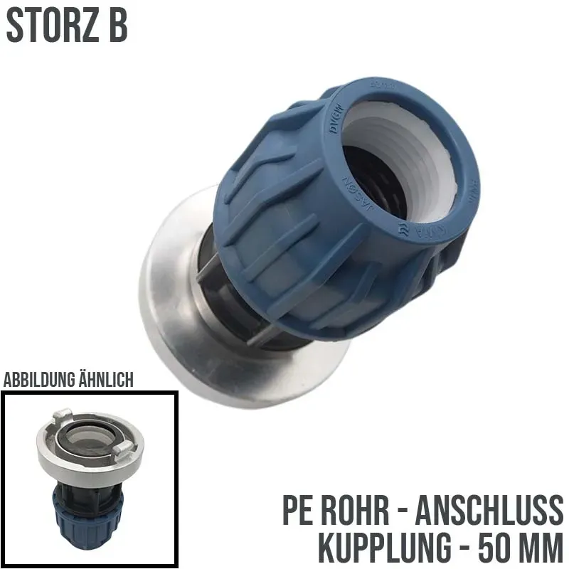STORZ B DN 75 KA 89 Übergangsstück Adapter -> 50 mm PE Kupplung Rohr Klebeschlau...