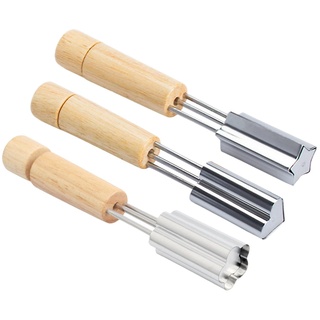 komsoup Edelstahl Ausstechformen Set, 3-teiliges Ausstecher-Set Zum Backen, Herz/Stern/Blume, Gemüse Obst Brot Ausstecher Mit Holzgriff, Gemüseausstecher-Formen-Set