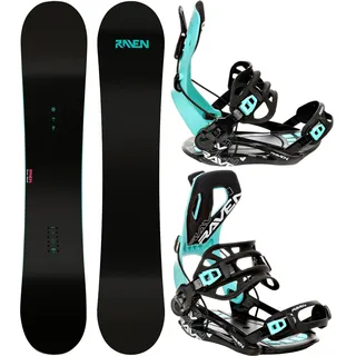 Raven Snowboard Set: Snowboard Raven Pure Mint + Bindung FT360 Black (Snowboard 147 cm + Bindung M, FT360 Mint)