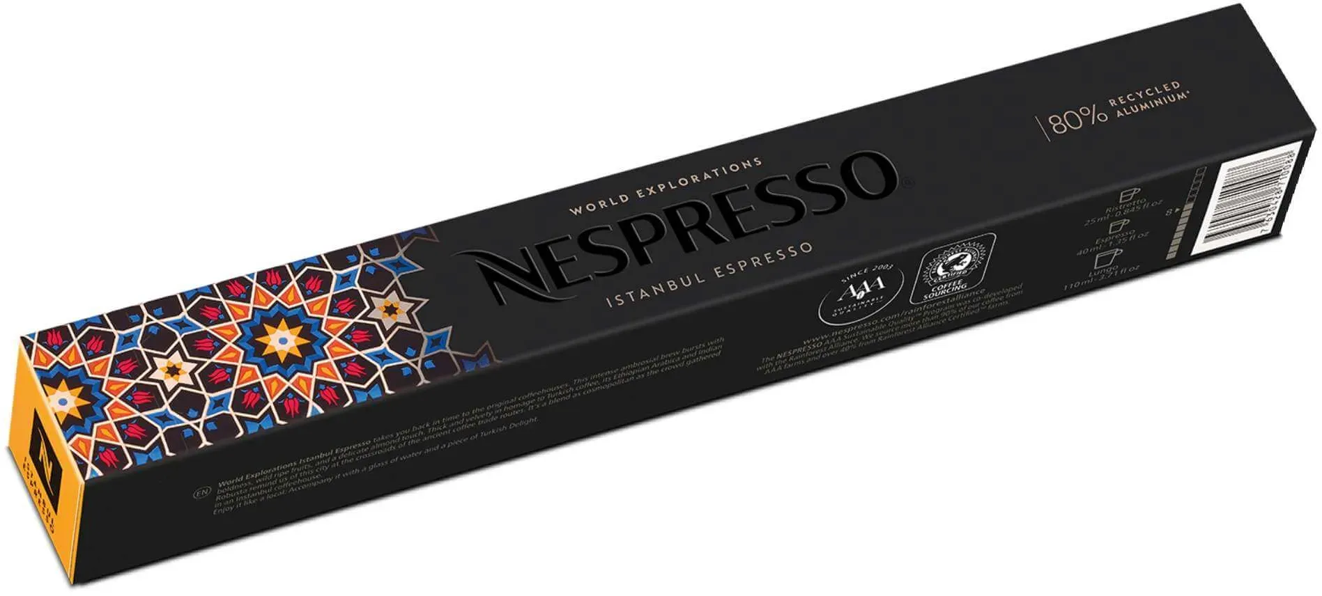 Nespresso Istanbul Espresso Original Line 10 Ristretto Kaffeekapseln Gelb 25 ml Röst- & Fruchtaromen mit Mandelnote