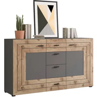 INOSIGN Sideboard »Aalborg, Breite 160 cm, 4 Schubkästen, 2 Türen, 6 Fächer, Metallgriffe«, Anrichte, Schrank, Kommode, Wohnmöbel, grau
