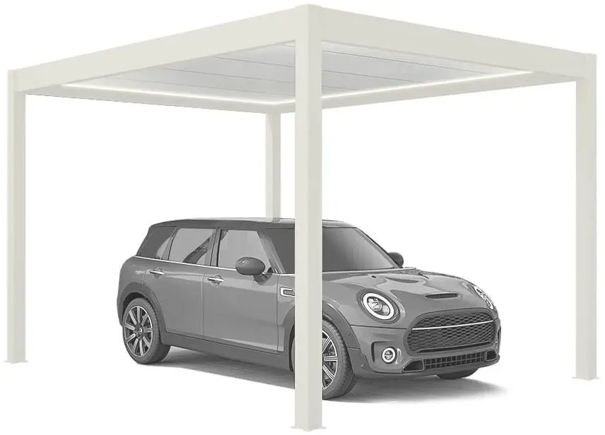 Carport LED Beleuchtung freistehend, Basic, Weiß RAL 9016, 301.5 x 205.8 cm, Durchgangshöhe 205 cm, individuell konfigurieren