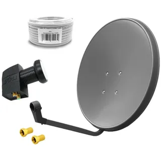 60cm HD Sat Anlage Digital Twin LNB 20 m Kabel 135dB Antenne 2 Teilnehmer 4K 3D