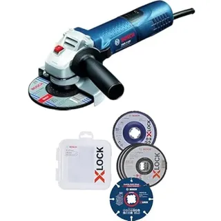 Bosch Professional Winkelschleifer GWS 7-125 (720 Watt, Scheiben-Ø: 125 mm, im Karton) + 5tlg. X-LOCK Trennscheiben Schleifscheiben Set (Edelstahl, Metall, Ø 125 mm, Zubehör Winkelschleifer)