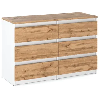 stiv möbel Weiße Wotan-Eichenkommode mit Schubladen 100 cm, TV-Möbel, Sideboard, Kleiderschrank, Wohnzimmer