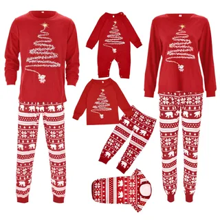 GZSRTT Family Weihnachts Pyjama Set,Weihnachten Familie Pyjamas Weihnachtspyjama Familie Pyjama Set Damen Lang Weihnachten Fun Nachtwäsche Weihnachts Pyjama Familie Set Schlafanzug Damen Lang Weihnach - 3-6 Monate