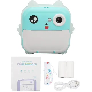 Akozon Kinder Niedliche Kamera, Druckkamera 24MP Multi Zoom Cartoon Smart Kamera Kinder Sofortbildkamera Thermodruck Digitale Minikamera (Blue)