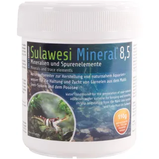SaltyShrimp Sulawesi Mineral 8,5 | 110g – Sulawesisalz zur Aushärtung von Osmosewasser, Regenwasser etc.. Reduzierung der Keimbelastung durch hohen pH-Wert von 8,5