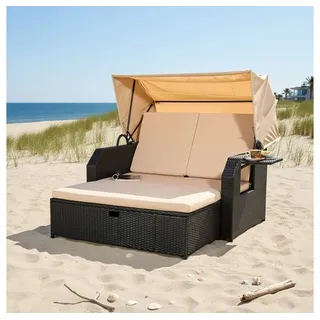 MuCoLa Relaxliege 145 x 143 x 130 cm schwarz inkl. Sonnendach