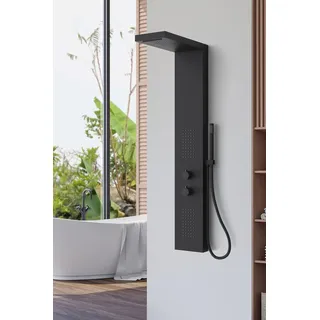 Marwell Duscharmatur Essenza schwarz 125x20 cm - Regendusche - Handbrause mit Schlauch