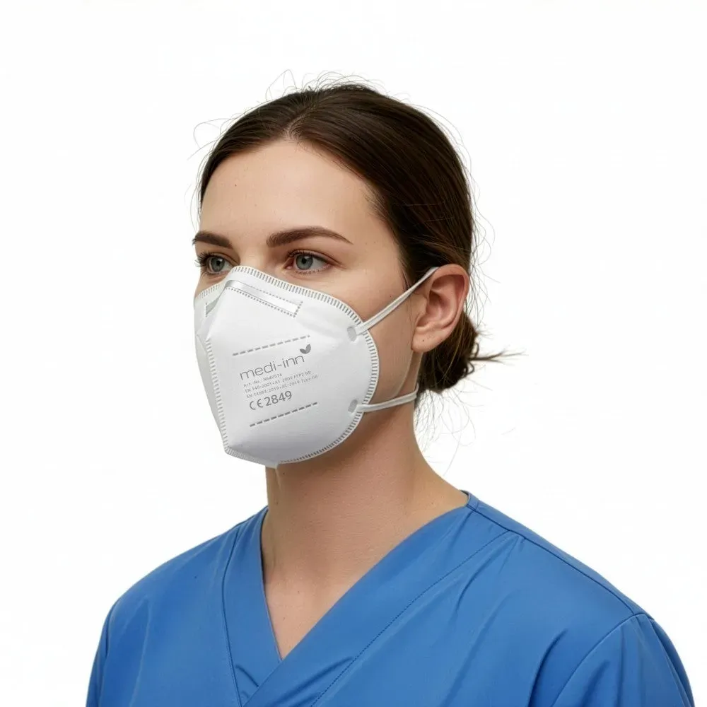 Medi-Inn Atemschutzmasken FFP2 NR, Typ IIR, 3-lagig, weiß 1 x 50 Stück