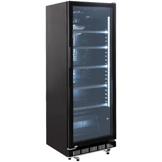 GastroHero Getränkekühlschrank GKS-360 I 360 L Getränkekühlschrank mit Glastür & LED I Flaschenkühlschrank abschließbar I Bierkühlschrank 0 bis +8 °C